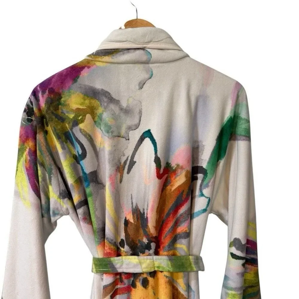 Wrap Up by VP Robe Aquarelle Short Robe One Size Made In USA Floral Print